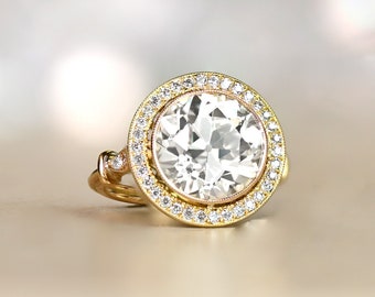Sale - 3.26ct Old European Cut Diamond Ring. Handcrafted in 18K Yellow Gold Ring.
