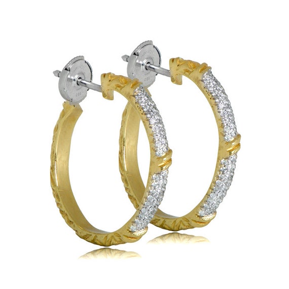 0.56ct 18K Yellow Gold Diamond Earring. 18K Hand … - image 3
