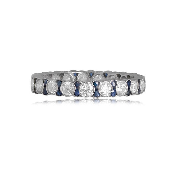 Sale - Diamond and Sapphire Eternity Wedding Band… - image 2