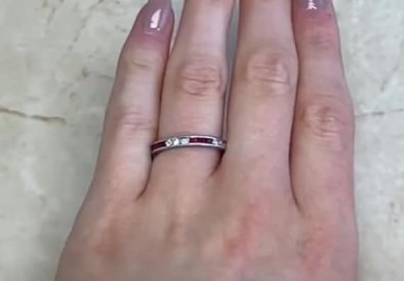 0.80center-ct Round Brilliant Cut Ruby and Diamon… - image 9