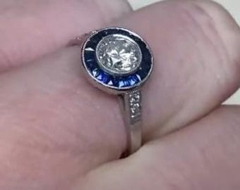 0.50ct Art Deco Antique Old European Cut Diamond Ring. Halo Engagement Diamond Ring. J Color and VS2 Clarity. Handcrafted in Platinum Ring.