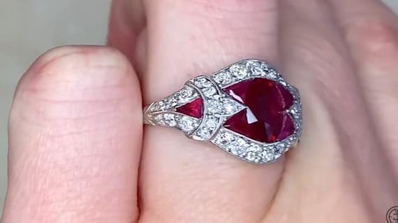 Ruby Ring. 1.08center-ct Oval Cut Natural Ruby Ri… - image 3