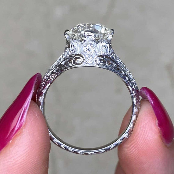 Antique Art Deco 2.50ct Diamond Engagement Ring, … - image 8