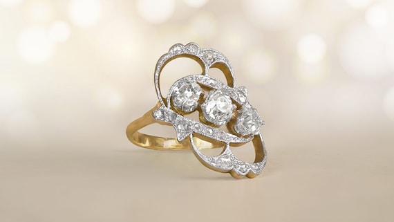 Antique Art Nouveau 0.90ct Diamond Engagement Rin… - image 1