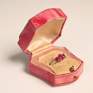1.71center-ctThree-Stone Oval Cut Natural Ruby Ring. July Birthstone. Handcrafted in 18K Yellow Gold Ring. Gold Ruby Ring. Birthstone Ring.