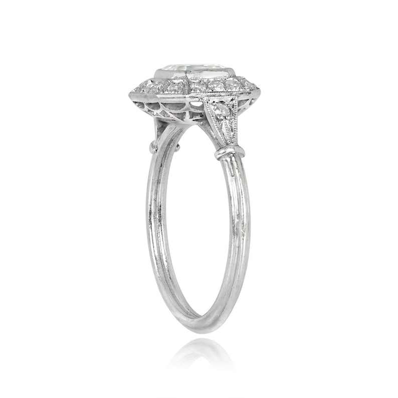 0.84 Carat Asscher-Cut Diamond Engagement Ring GIA certified H color, VVS2 Hand-Crafted Platinum image 4