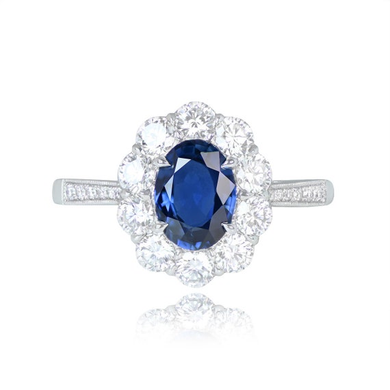 Sale - 1.32ct Natural Oval Cut Sapphire and Diamo… - image 2