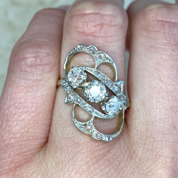 Antique Art Nouveau 0.90ct Diamond Engagement Rin… - image 6