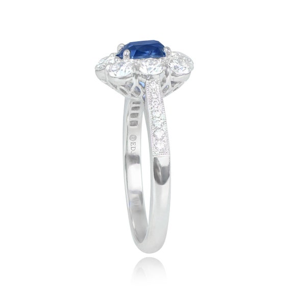 1.45ct AGL-Certified Cushion Cut Sapphire Ring wi… - image 4