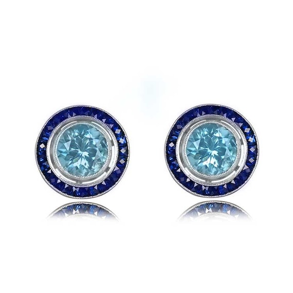 Aquamarine and sapphire earrings deals
