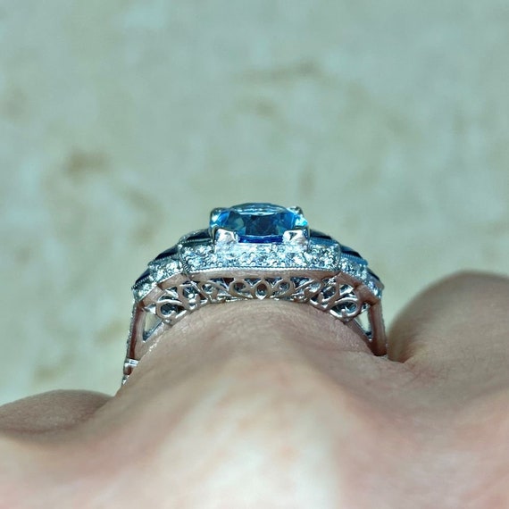 1.21ct Aquamarine Gemstone Ring. Handcrafted Plat… - image 7