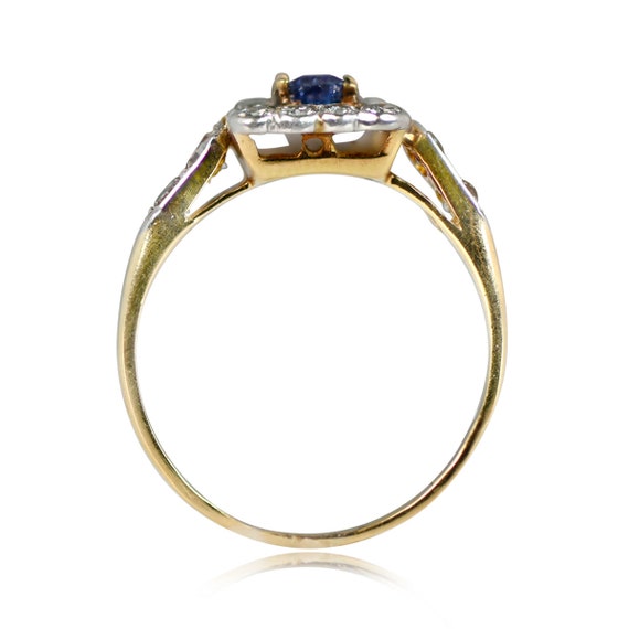 Antique Edwardian 0.75ct Sapphire Ring with Recta… - image 3