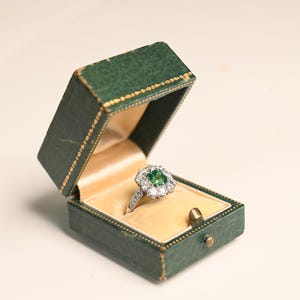 0.97center-ct Emerald Cut Colombian Emerald Ring. Prong Set Emerald Ring. May Birthstone Ring. handcrafted in Platinum Ring. Emerald Ring.