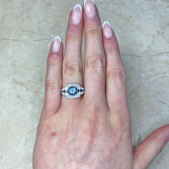 1.21ct Aquamarine Gemstone Ring. Handcrafted Plat… - image 5