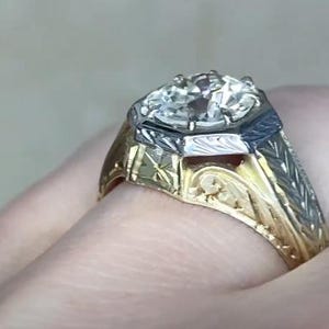 Antiker Edwardianischer Ring. 1.93ct Diamant im Altschliff. Prong Set Diamant Ring, Circa 1940. Handgefertigte 14K Weiß auf Gelb Gold Ring.