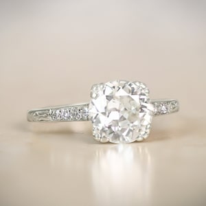 Antique Edwardian 1.64ct GIA-Certified Diamond Engagement Ring, Circa 1910. Handcrafted Platinum Ring.