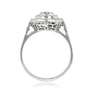 1.41ct Old European Cut Diamond Ring with Halo Sapphire Accent. Platinum Ring. image 4