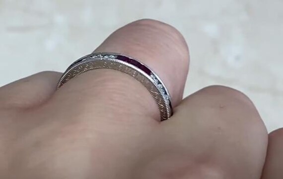 0.80center-ct Round Brilliant Cut Ruby and Diamon… - image 6