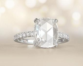 2.16ct GIA-Certified Rose Cut Diamond Ring. Handcrafted Prong Platinum Ring.