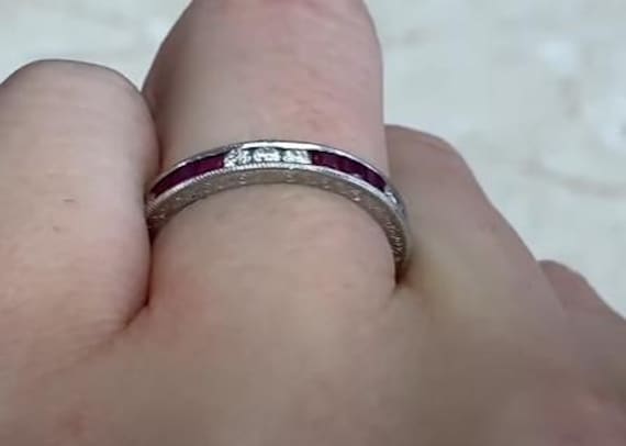 0.80center-ct Round Brilliant Cut Ruby and Diamon… - image 5