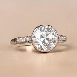 Sale - 2ct Edwardian Era Style Old European Cut Diamond Engagement Ring. Handcrafted Platinum Ring.