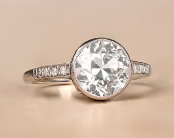 Sale - 2ct Edwardian Era Style Old European Cut Diamond Engagement Ring. Handcrafted Platinum Ring.