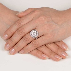 5.02 Carat Estate Diamond Halo Engagement Ring Antique Cushion Cut Diamond Surrounded by Antique Diamonds image 5