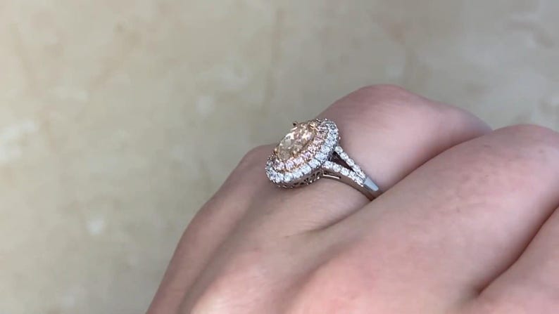 Double Halo Pink Diamond Ring