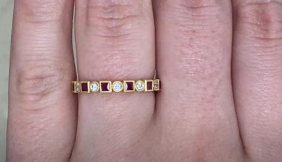 French Cut Rubies and Round Brilliant Diamond Wed… - image 4