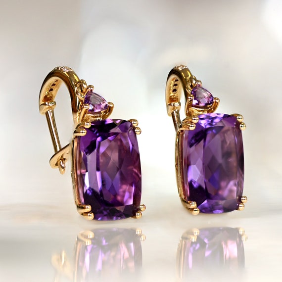 Cushion cut amethyst earrings deals