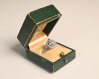 Antique GIA-Certified 1.49center-ct Old European Cut Diamond Ring. Pave Set Old Mine Cut Diamond Ring, Circa 1920. Made in a Platinum Ring.