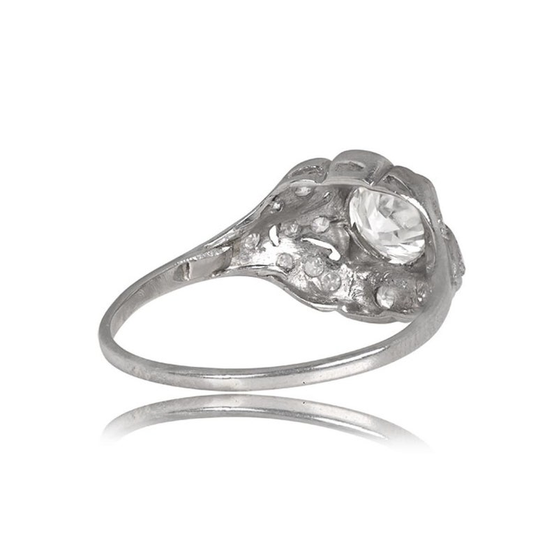 Vintage Art Deco 0.90ct Old European Cut Diamond Engagement Ring, Circa 1930. Handcrafted Plarinum Ring. image 5