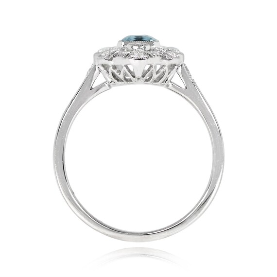 0.55ct Emerald Cut Aquamarine and Diamond Ring. P… - image 5