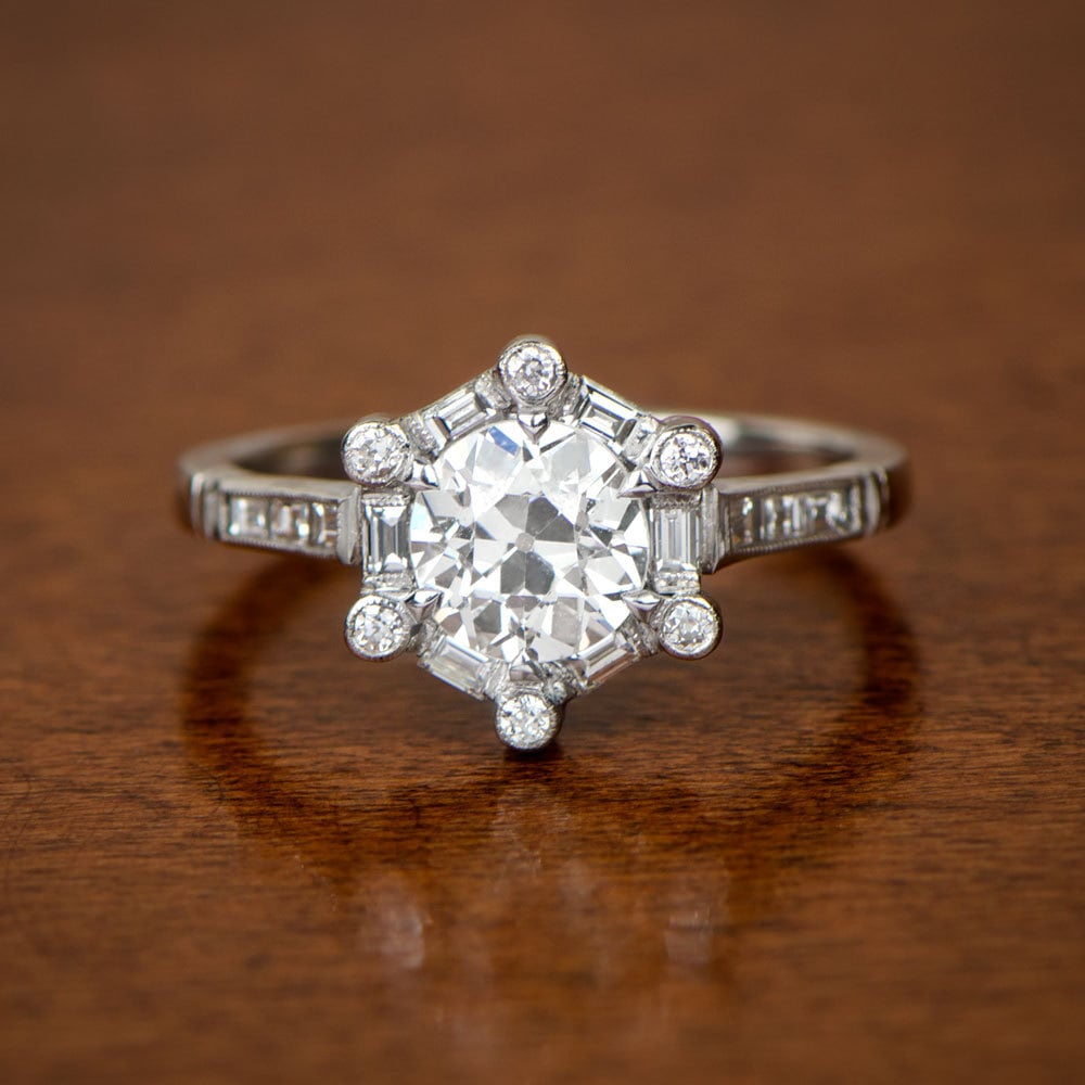 1.12ct Art Deco Style Engagement Ring Estate Diamond Jewelry | Etsy
