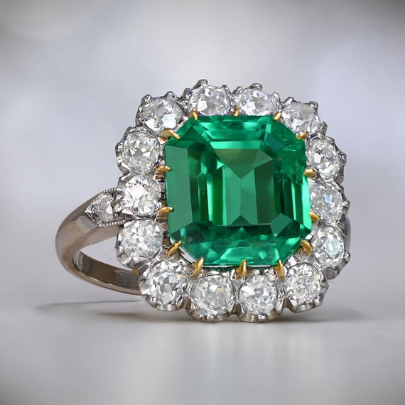 Natural Zambian Square Cut Emerald Diamond Platinum Ring Three Stone With  Accented Diamond | Emerald engagement ring, Emerald ring gold, Platinum  diamond rings