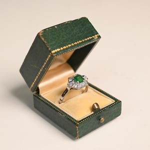 Vintage 0.80center-ct Emerald Cut Emerald Engagement Ring. May Ring, Circa 1945. Handcrafted in Platinum Ring. Emerald Birthstone Ring.