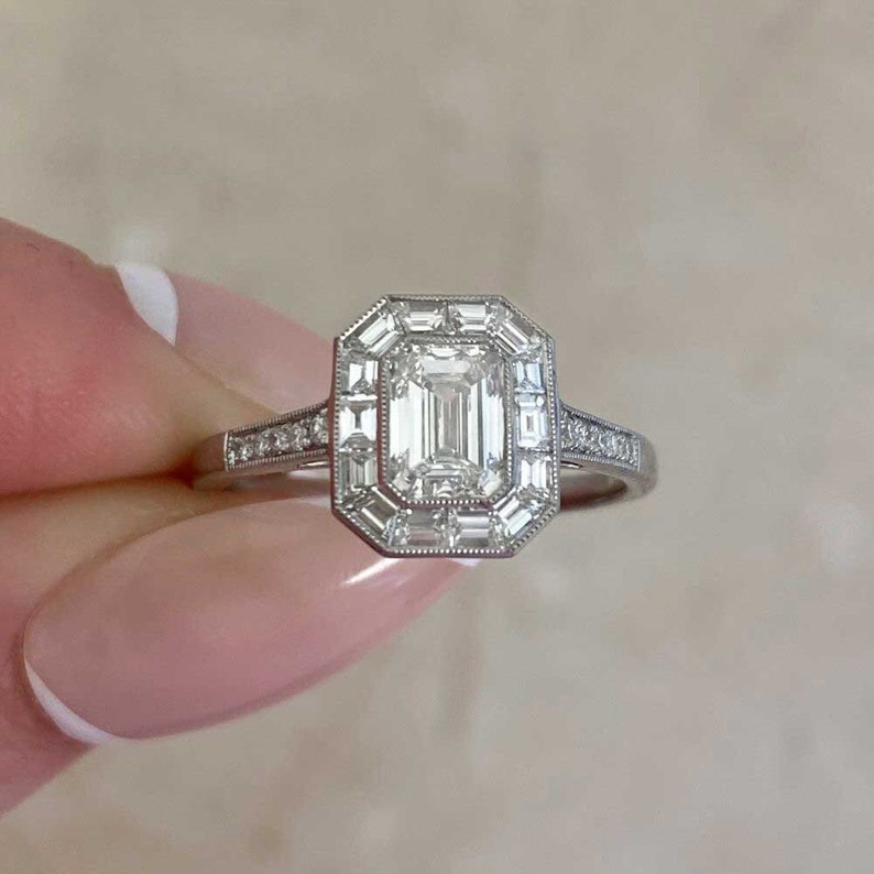 0.80ct GIA-Certified Emerald Cut Diamond Ring. Platinum Ring. image 1