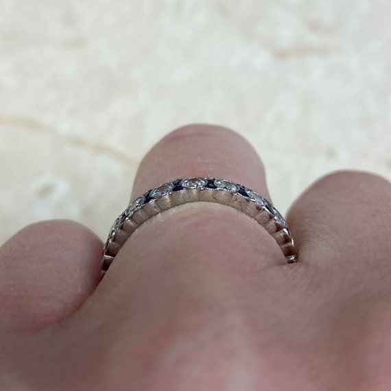 Sale - Diamond and Sapphire Eternity Wedding Band… - image 8