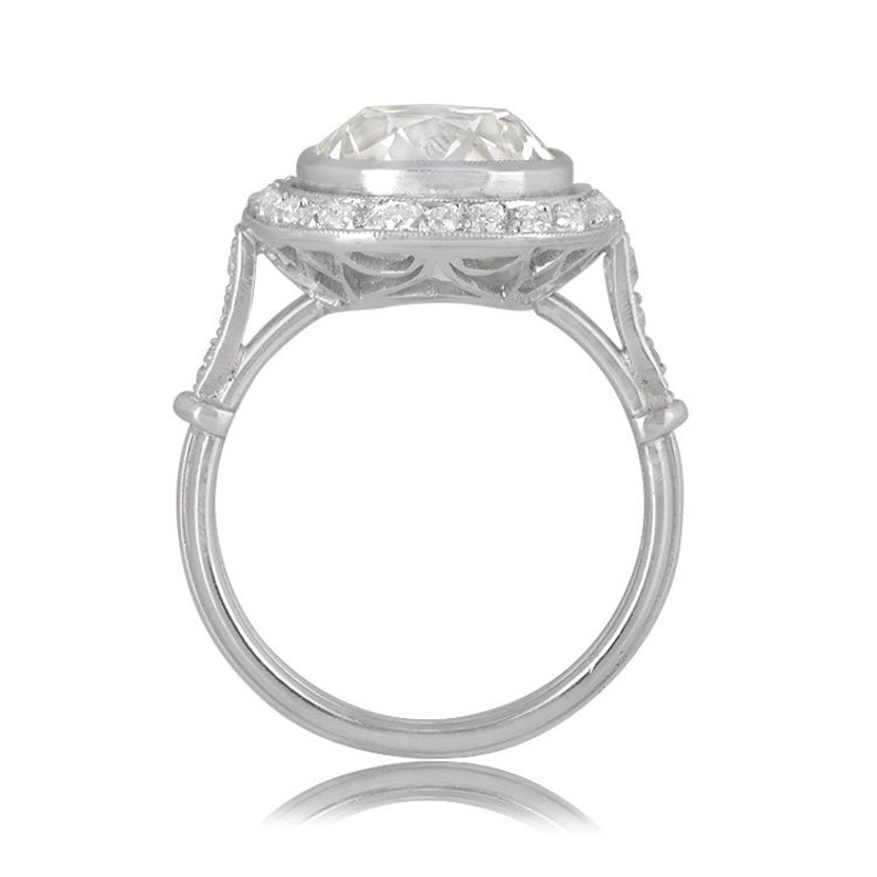 5.02 Carat Estate Diamond Halo Engagement Ring Antique Cushion Cut Diamond Surrounded by Antique Diamonds image 2