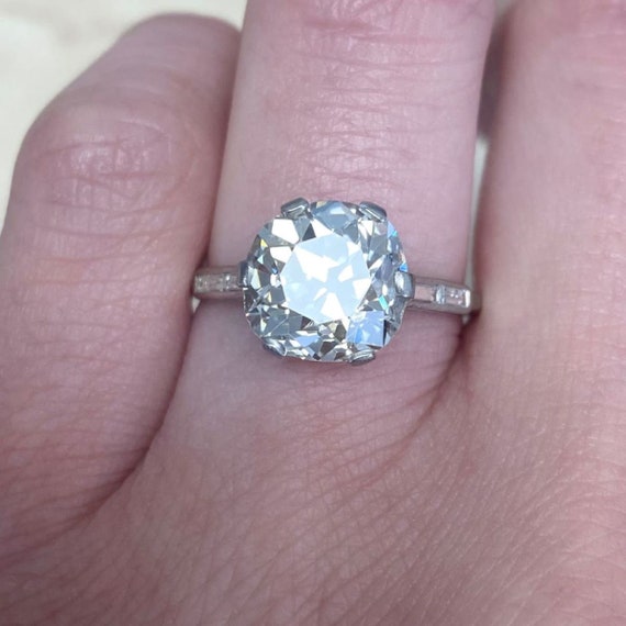 Antique Art Deco 3.90ct Old Mine Cut Diamond Ring… - image 6