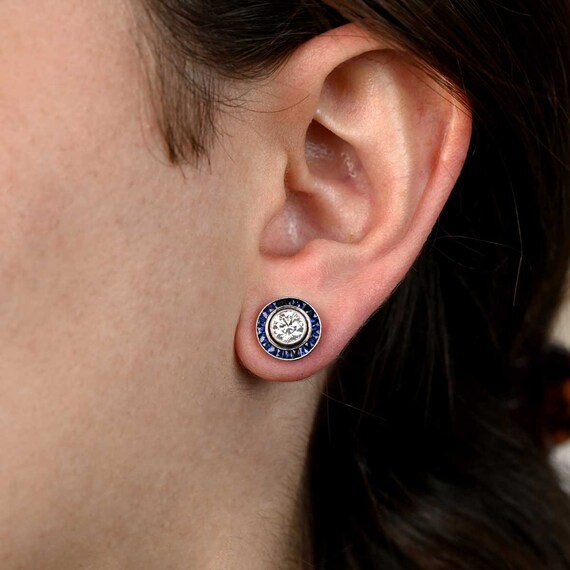 1ct French Cut Diamond Earring. Platinum Earring. - image 6