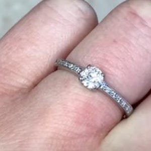 Vintage Art Deco 0.35center-ct Old European Cut Diamond Engagement Ring. Prong Set Diamond Ring, Circa 1930. Handcrafted Platinum Ring.