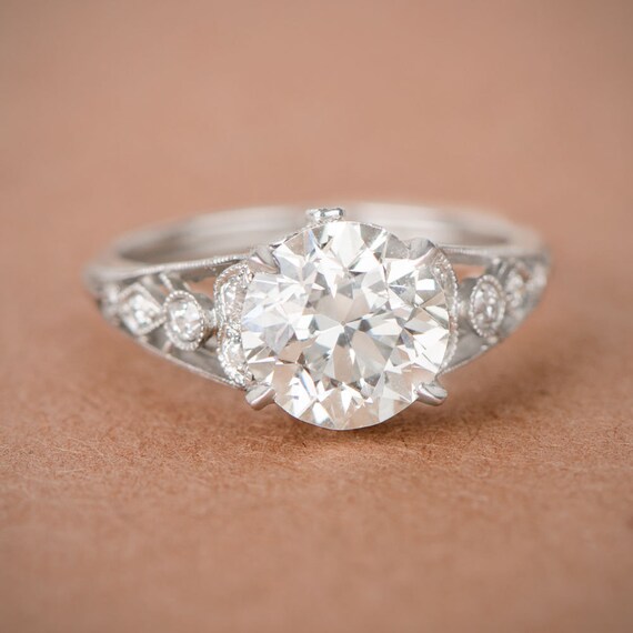2.65ct Edwardian Style Platinum Engagement Ring Etsy