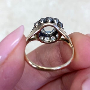 Victorian Style 1.26 Carat Rose Cut Diamond Halo Floral Engagement Ring Total Diamond Weight Approx. 1.98 Carats image 9