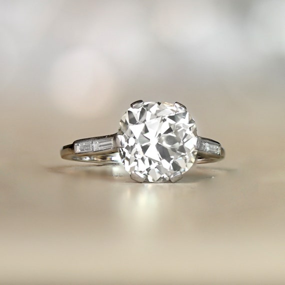Antique Art Deco 3.90ct Old Mine Cut Diamond Ring… - image 1