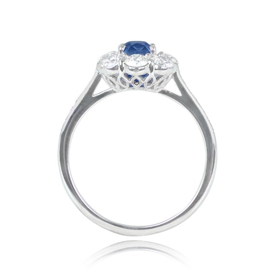1.45ct AGL-Certified Cushion Cut Sapphire Ring wi… - image 3