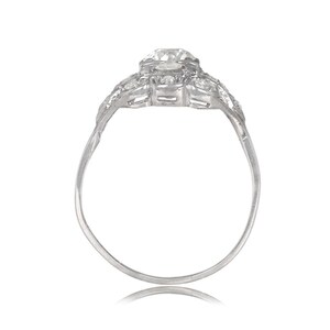 Vintage Art Deco 0.90ct Old European Cut Diamond Engagement Ring, Circa 1930. Handcrafted Plarinum Ring. image 4