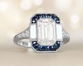 Sale - 2ct Emerald Cut Ring. GIA-Certified Diamond Ring. Handcrafted Platinum Ring.