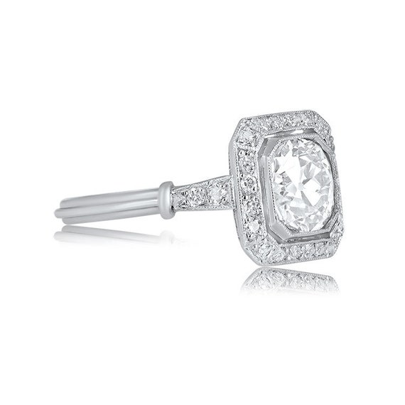1 47 Antique Cushion Cut Diamond Engagement Ring Adorned By Etsy