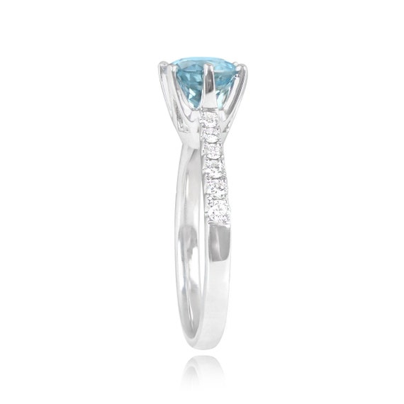 1.18ct Round Cut Aquamarine Ring. Handcrafted in … - image 3